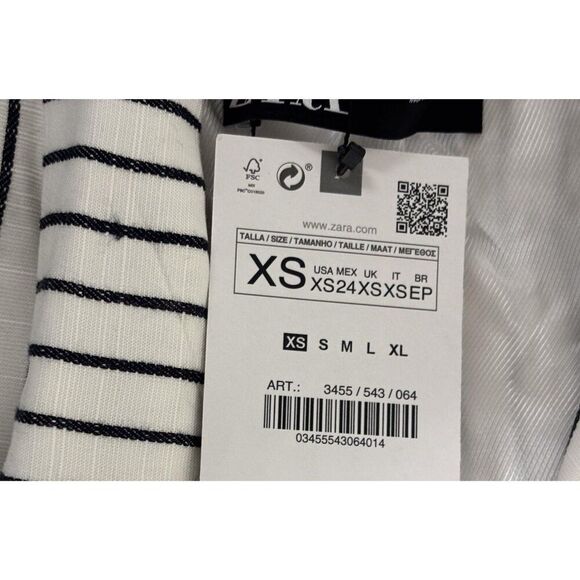Zara Women Blazer Jacket XS White Striped Oversized Double Breasted 3455/543 NWT - Picture 6 of 13